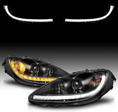 for 2005 06-2013 Chevy Corvette C6 Switchback+Sequential LED DRL Black Projector
