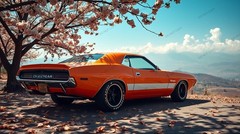 Vintage Car Two Digital Image Picture Photo Wallpaper Background Desktop AI Art