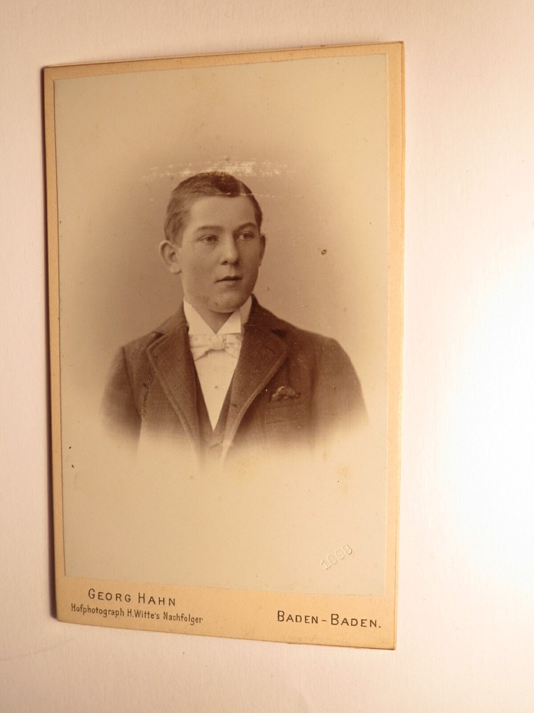 Young man portrait/1898 CDV Georg Hahn Baden-Baden H. Witte’s successor