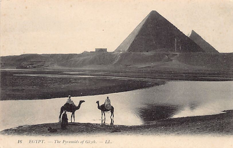 1914 Desert Cairo Egypt Great Pyramids of Giza RPPC Rare Real Photo