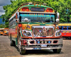 16X20 PHOTO CHICKEN BUS ANTIGUA GUATEMALA, Guatemalan