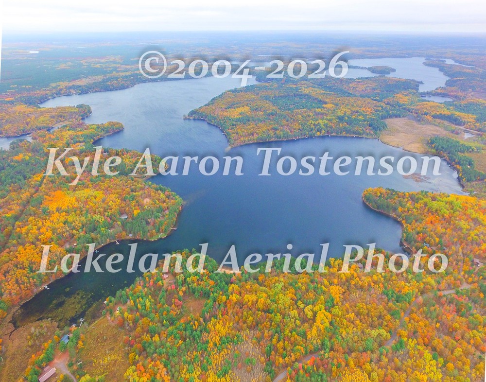 Middle Eau Claire Lake, Barnes, WI, Bayfield Co. Overhead Photo. Frame Optional.