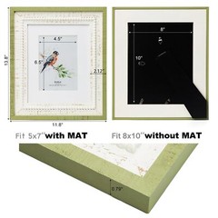 8×10 Picture Frame Photo Frame, Made of Pine Wood with Real Glass, Display Pi…
