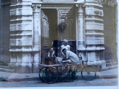 Vintage PALACIO VIENNA HOTEL B&W Photograph. Cuba Bike Street Vendor
