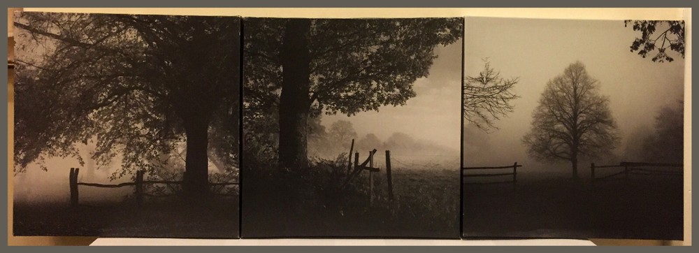 Set of 3: Black and White Landscape Framed Photo Prints on Canvas. 12″ x 12″