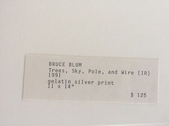 BRUCE BLUM SIGNED B&W Photo Print (16″X 20″)-«Trees, Sky, Pole and Wires «