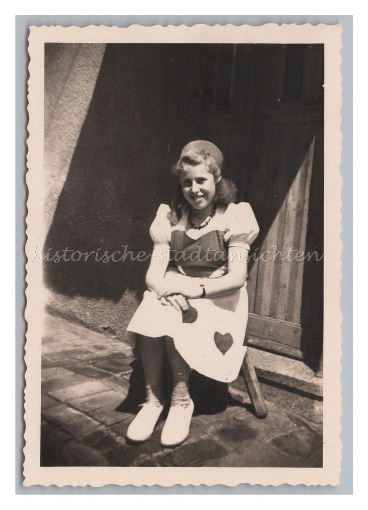 Young Woman Sitting on Stool – Portrait Women – Old Photo
