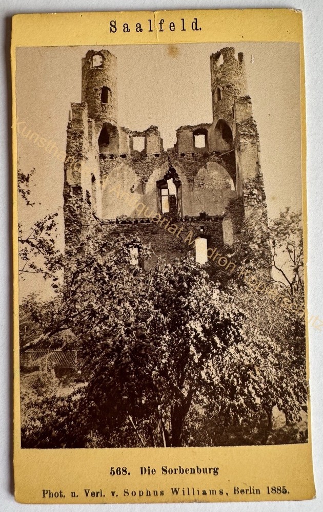 orig. CDV photo photograph picture old around 1885 the Sorbenburg Saalfeld