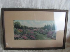 Antique Garden Flowers Path Hand Tinted Photograph Print Wallace Nutting Style