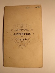 Uster 1866 Josephine von Grebel? as a sitting woman in crinoline – backdrop / CDV