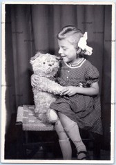 Blonde Girl with Teddy – Soft Toy Teddy Bear – Photo 9x13cm