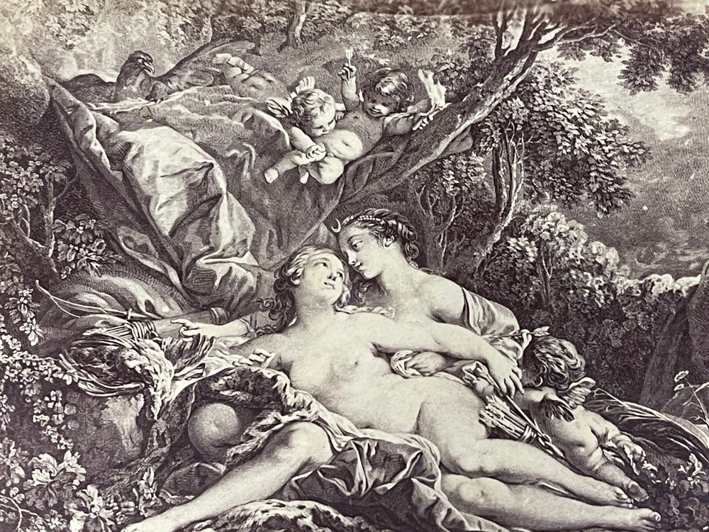 Curiosa Albumen Photograph Engraving François Boucher A. Calavas Paris 1875