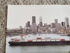 Austral Pioneer Cargo Ship Photo City Skyline 11 x 14 Color Photograph Vintage
