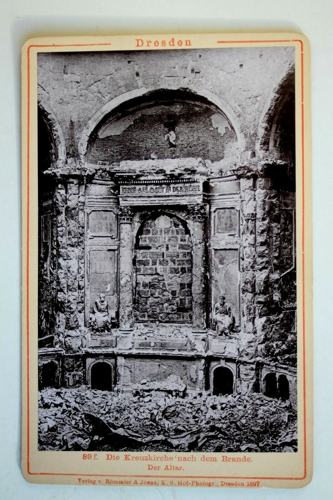 36440 Photo 1897 Dresden Kreuzkirche Fire 16. 2. 1897 Altar by Römmler & Jonas
