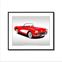 Classic Cars – 1958 Chevrolet Corvette in Red – Print