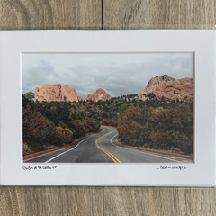 Signed Matted Color Landscape Photo Print Road through Garden of the Gods CO
