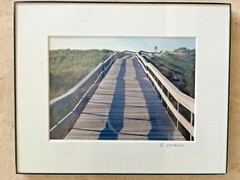 Grouping Trio Wall Art Fall Trees, Lake Ocean Boardwalk Photo Art Signed Framed