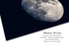 Celestial Photography Print – Picture of Waxing Gibbous Moon Lunar Wall Art