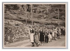 Reise Norwegen Richtung Bergen – Trachten Fahnen – Altes Foto 1950er