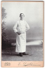Photograph E. Dirks, Hildesheim, Zingel 29, young cook in work clothes