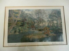WALLACE NUTTING «WATERS MEET» HAND TINTED PHOTO NEW ENGLAND VINTAGE SIGNED