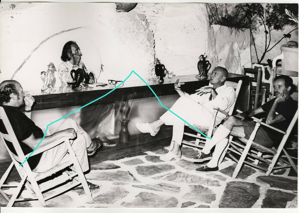 30x20cm vintage archive photo 1970 Salvador Dali + Yul Brynner in Cadaques photo