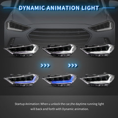 VLAND LED Headlights for 2017 2018 Hyundai Elantra, W/Start Blue to White DRL &