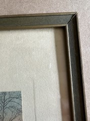 Antique Wallace Nutting Hand Colored Photo Birch Trees Pond in Original Frame