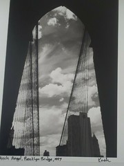 Vintage1997 B&W Photo Brooklyn Bridge, Arch Angel by Photographer Sam Kash