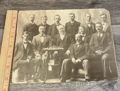Antique 1890s Dallas TX Chess Club Photo – Clifton Church Photographer – 9.4×7.5