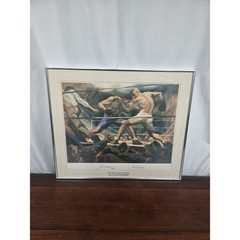 1974 Signed Jack Dempsey/Gene Tunney The Long Count Fight Gustav Rehberger Print