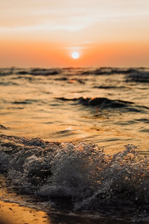 Digital Image Picture Photo Pic Wallpaper Water Waves on Shore during Sunset 872