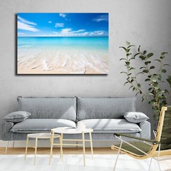 Beach Ocean Photo, Crystal Clear Waters and Blue Sky Landscape, Coastal Decor