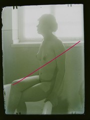 Artistic Woman Nude On Bathtub Vintage Circa 1920 Large Glass Negative