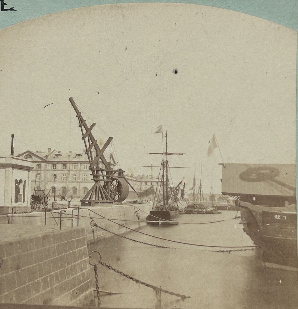 France Cherbourg Military Port August 1858 Photo Stereo Vintage Album