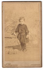 Photograph F. Bergmann, Ingolstadt, Theresienstraße 329 II, young child with bed