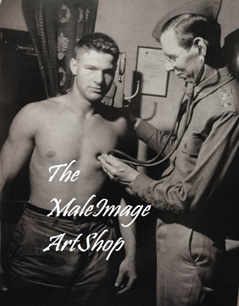 VINTAGE MALE PORTRAIT #0222-704 -soldier and medic 1943 -free shipping usa
