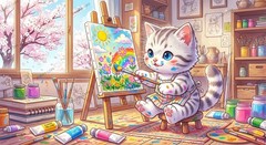 Digital Image Picture Photo Wallpaper Background Desktop Anime Cat Paint AI Art