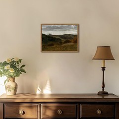 Framed Vintage Landscape Wall Art Mountain Nature Wall Decor Paintings Moody