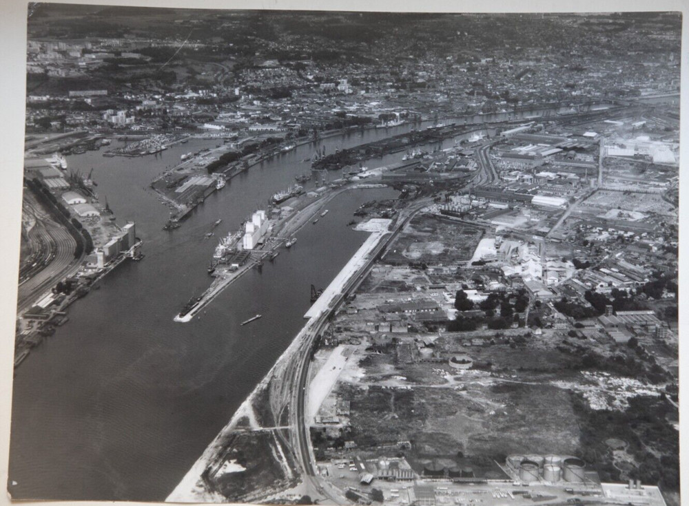 Photo 30X40cm Argentique Le Havre 1980 Vue Aérienne Industrie Normandie