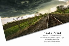 Storm Photography Print: Kansas Train Tracks Thunderstorm Railroad Photo