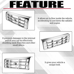 Front Grille Grill Compatible with 1992-1997 Ford Bronco F-150 F-250 HD F-350 Bu