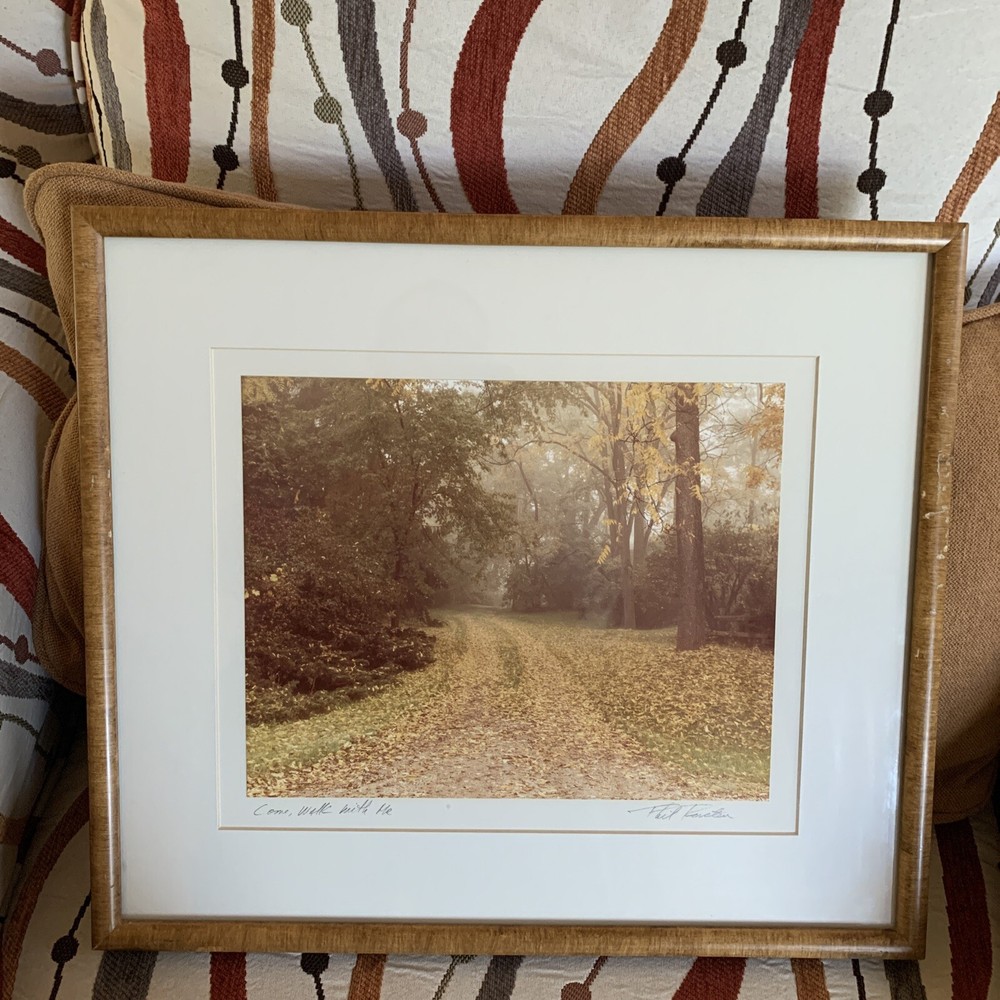 Phil Rusten Signed Framed Photograph “Come Walk With Me” 14×16 Michigan Autumn