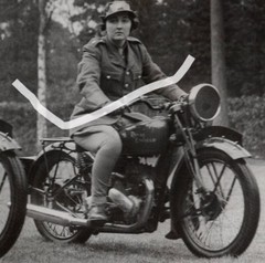 19x14cm Archive Photo 1940 Women Uniform Motorcycle Royal Enfield WW2 WWII Photo