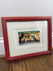 Framed Signed D. Jarry “Aux Trois Etages” Restaurant Terrace Mougin France Print