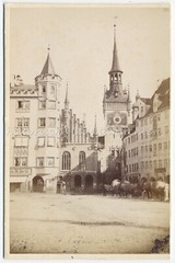 Munich 1885 – Old Town Hall Marienplatz Carriages – Old Photo 1880s