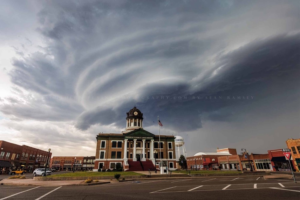 Storm Photography Print: Oklahoma Courthouse Supercell Thunderstorm Photo
