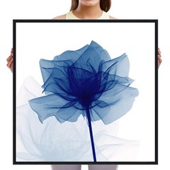 Pyradecor Large Black Framed Wall Art Blue Flickering Flower Canvas Prints Gr…
