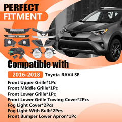 JX RACING Bumper Grille Kit Compatible with Toyota RAV4 SE 2016 2017 2018 Front