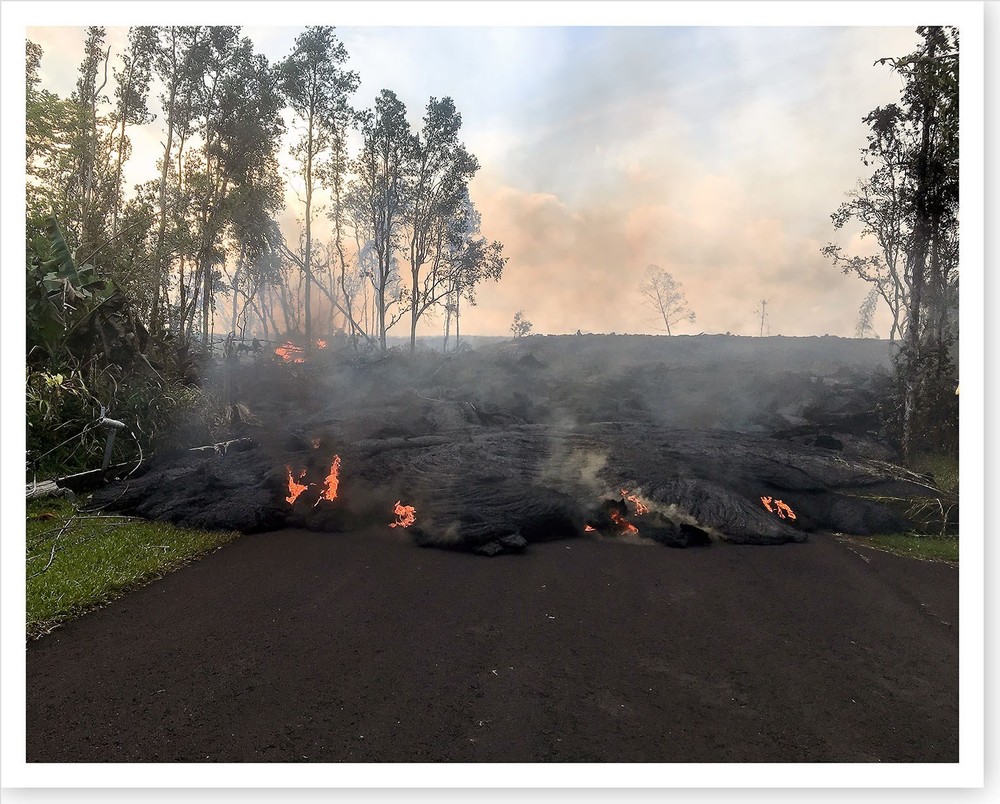 2018 Kilauea Volcano Fissure 8 Lava Advancing On Kahukai St. Silver Halide Photo